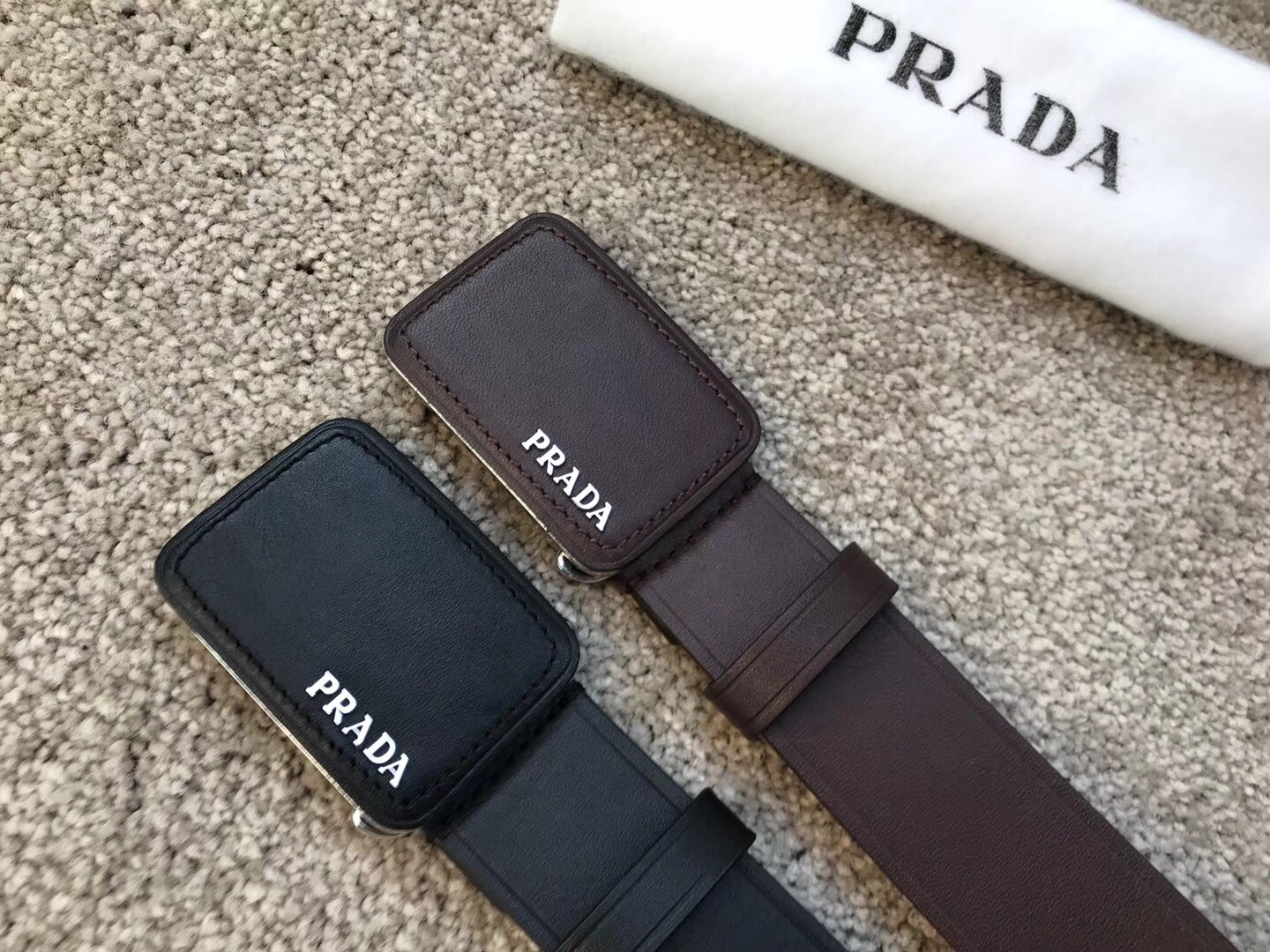 [Prada Belts]Pradabelt New counterBlack brown length 35mmMiucia. Prad