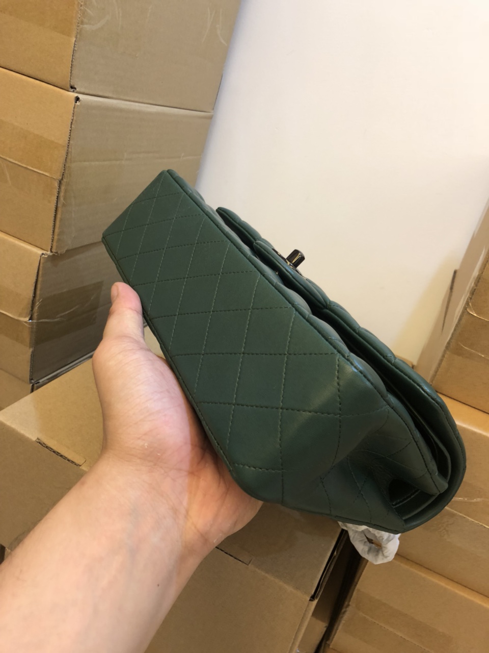 샤넬 CF 램스킨 버클 가방 피콕 그린 상세 이미지 8