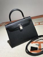 Hermes Kelly Handbags Crossbody & Shoulder Bags Silver All Steel Epsom