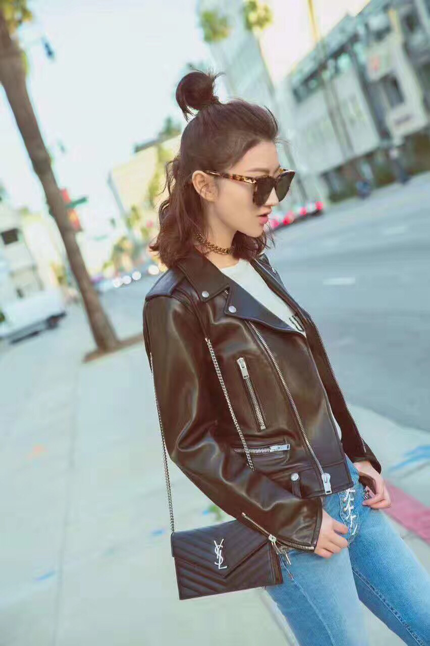 Saint laurent Ysl woc19小号信封包 393953黑色银扣