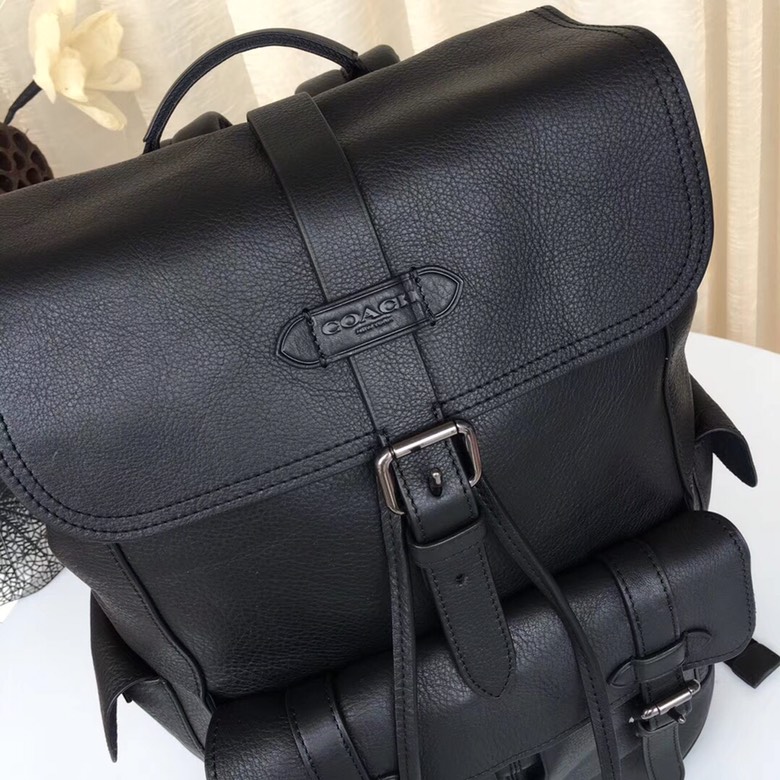 Coach 蔻驰coach23202 全头层牛皮男士抽绳翻盖旅行登山包 背包透气设计 磁石抽绳收口