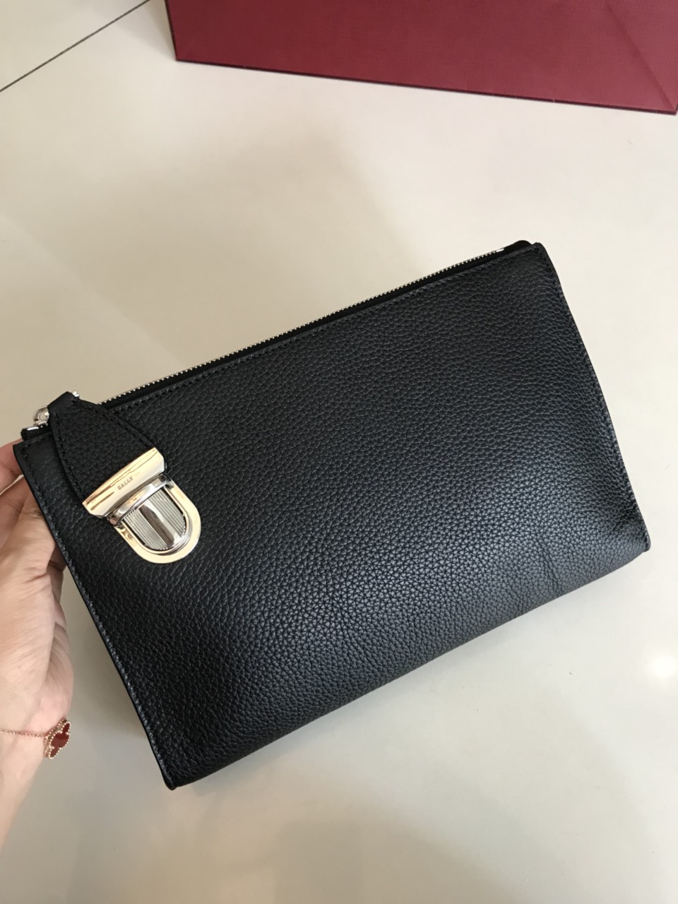 [Bally Wallets]Exclusive counter genuine original litchi grain cowhide materia