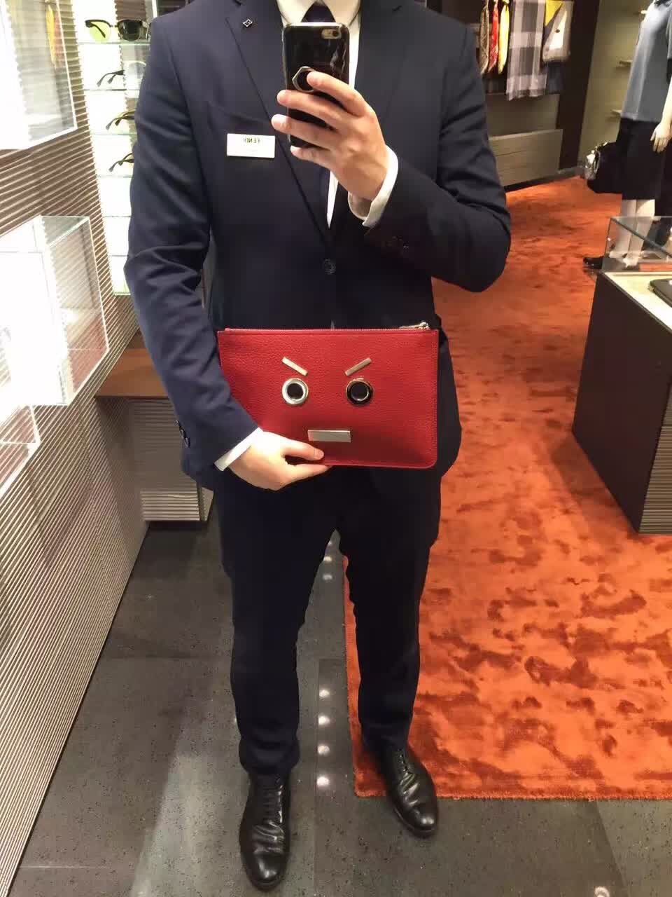 [Fendi Wallets]F home Litchi Pattern Roman Slim Clutch Bag