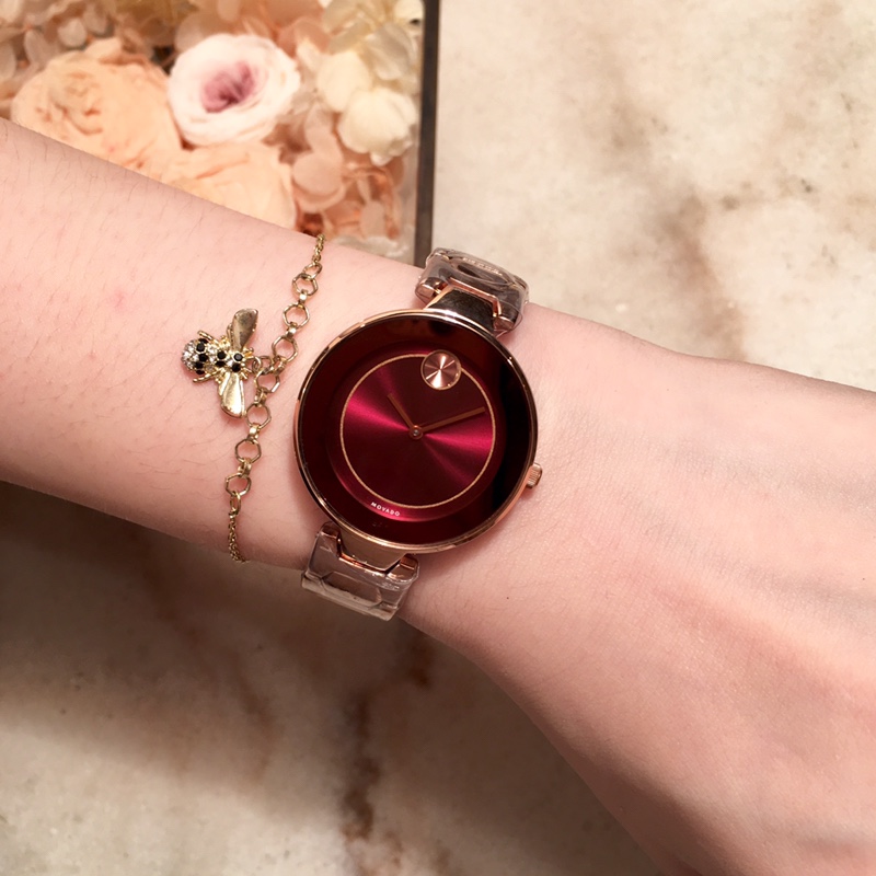 Popular Women’s 316L Steel Movado Wristwatch with Imported Stone Cores