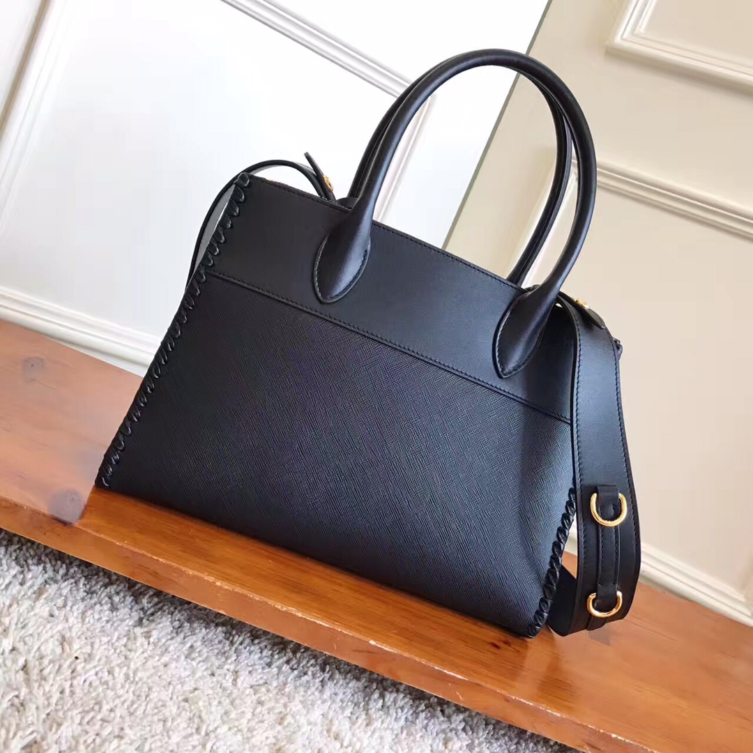 PRADA普拉达进口十字纹牛皮手提包1BA102