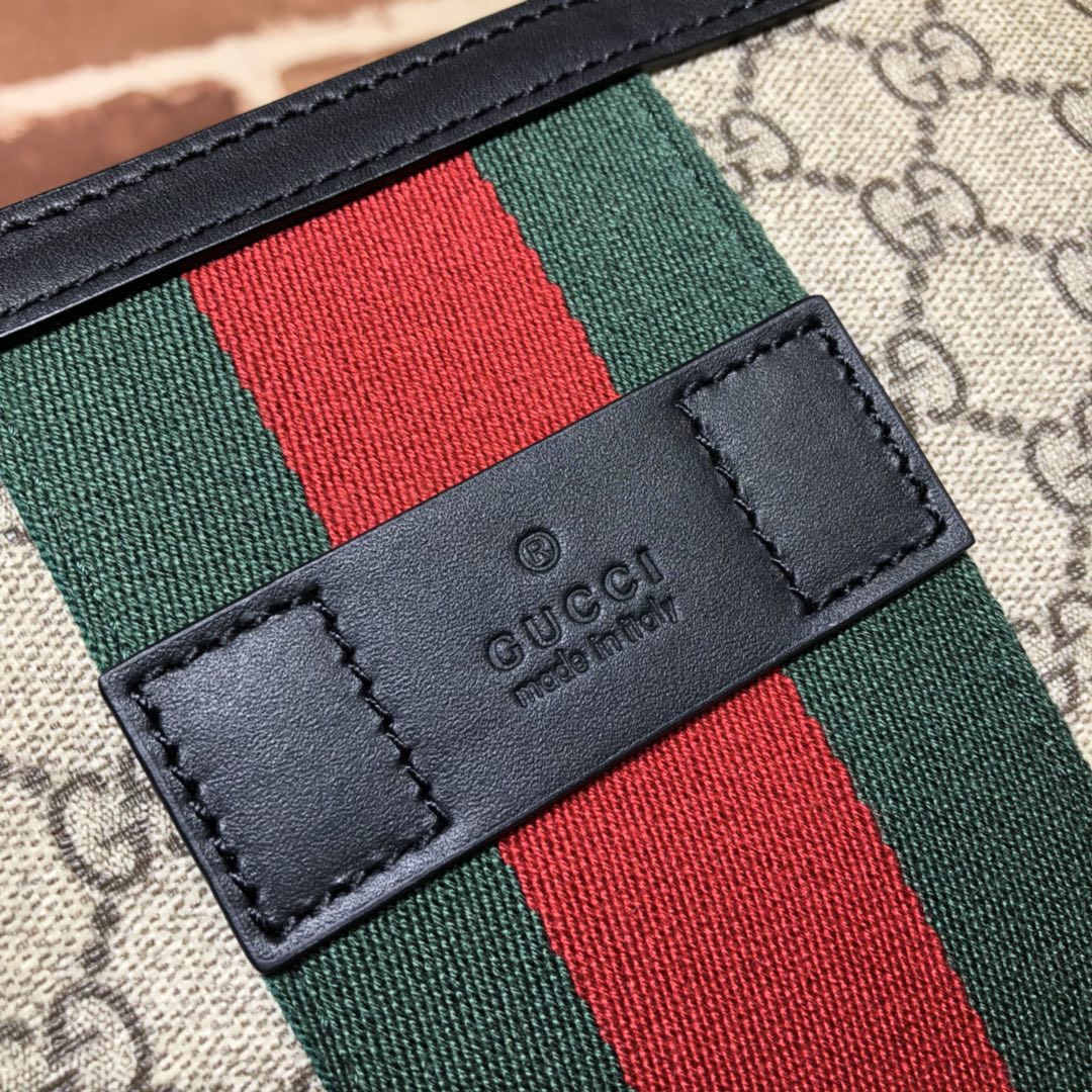 GUCCI古驰双G帆布红绿条纹单肩包523335