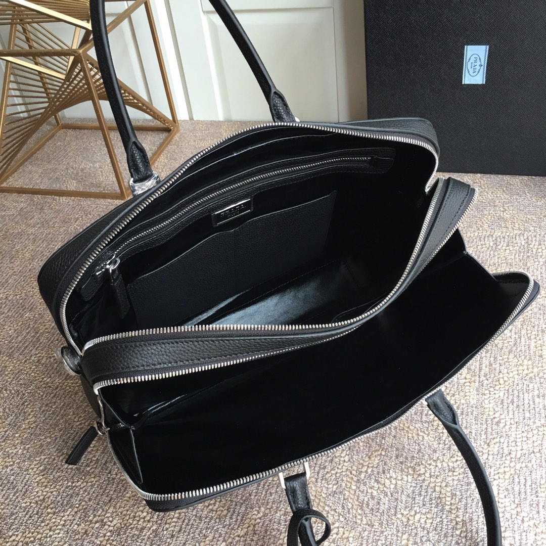 PRADA普拉达顶级进口鹿皮纹男士公文包0366