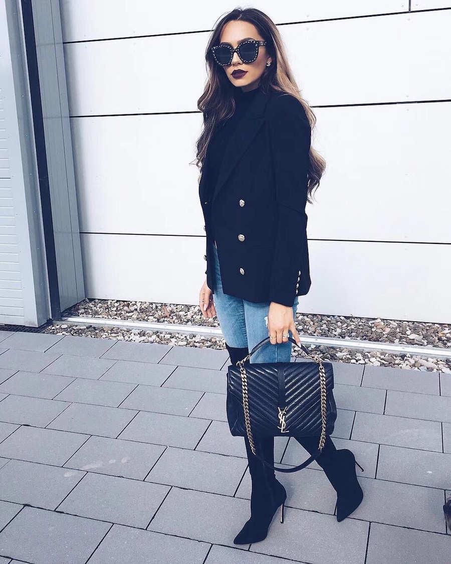 Saint laurent Ysl Monogram college_32cm黑色银扣392738