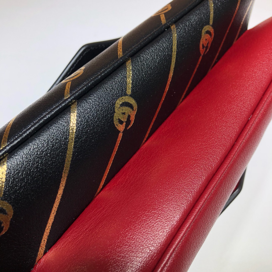 GUCCI古驰双袋正反双面虎头链条包524822