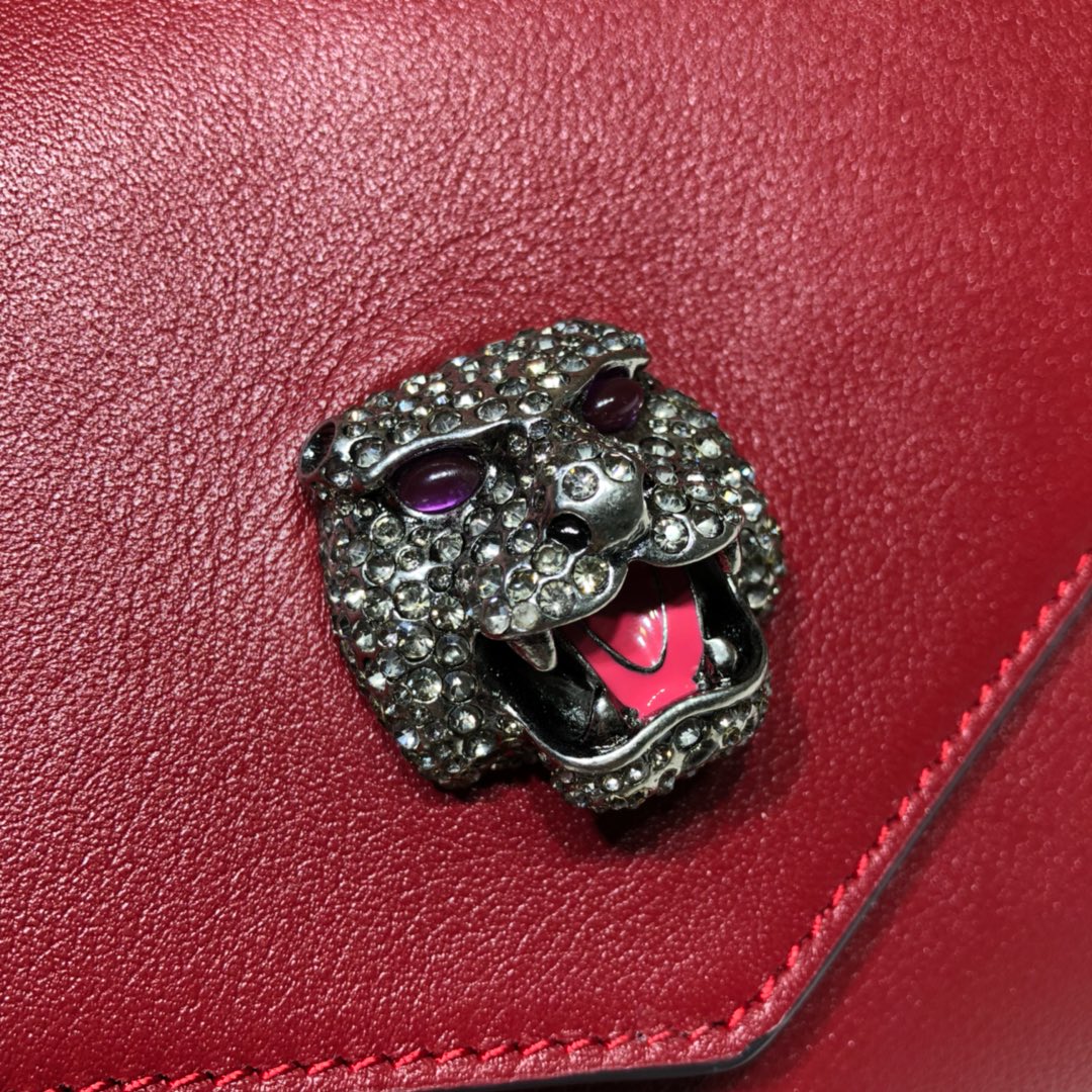 GUCCI古驰双袋正反双面虎头链条包524822