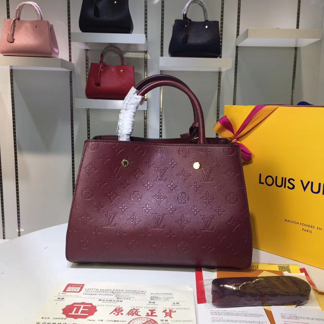 Louis Vuitton M41046 Monogram Empreinte Burgundy 33x23x15cm work everyday