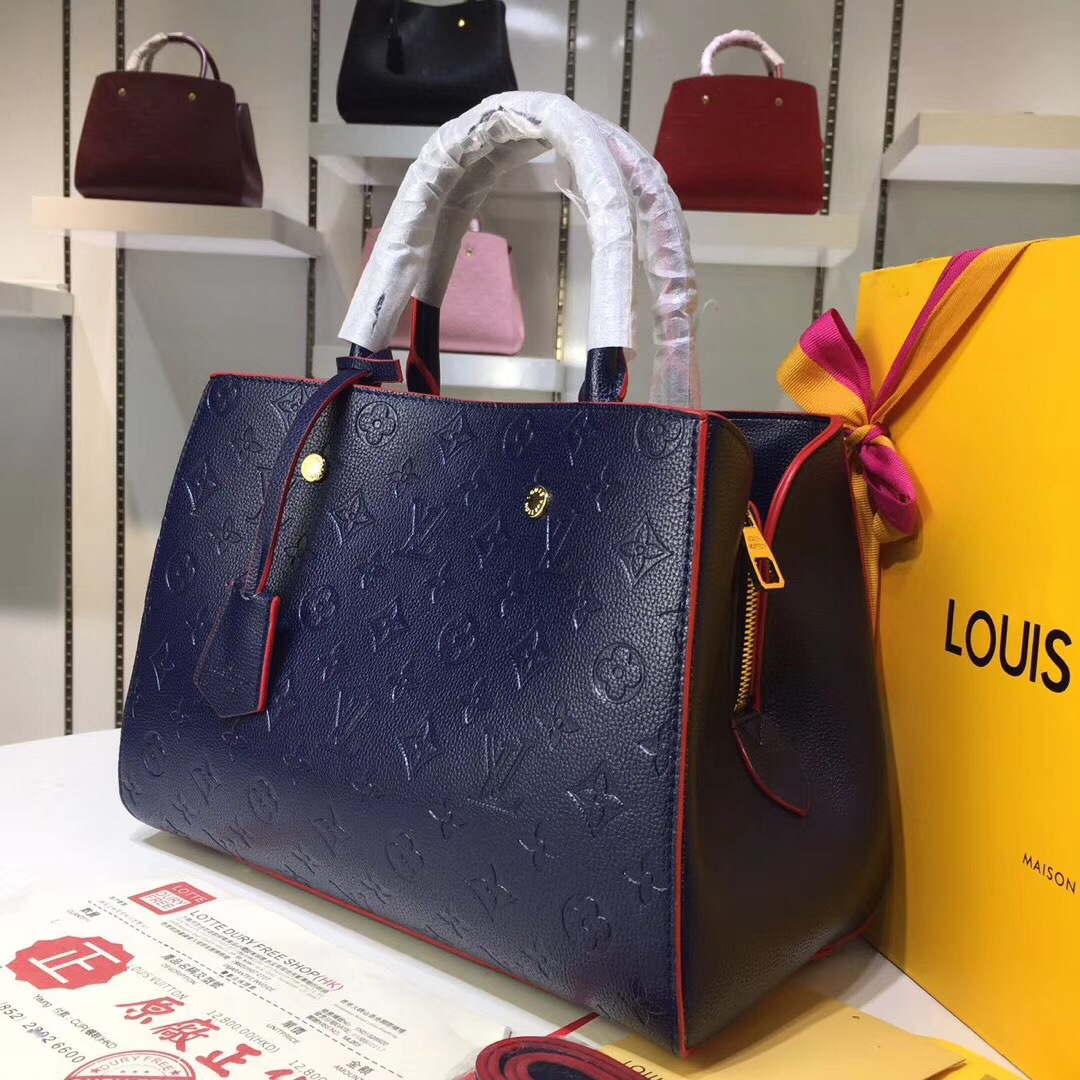 Louis Vuitton M41046 Monogram Empreinte Navy Blue 33 23 15cm tote everyday