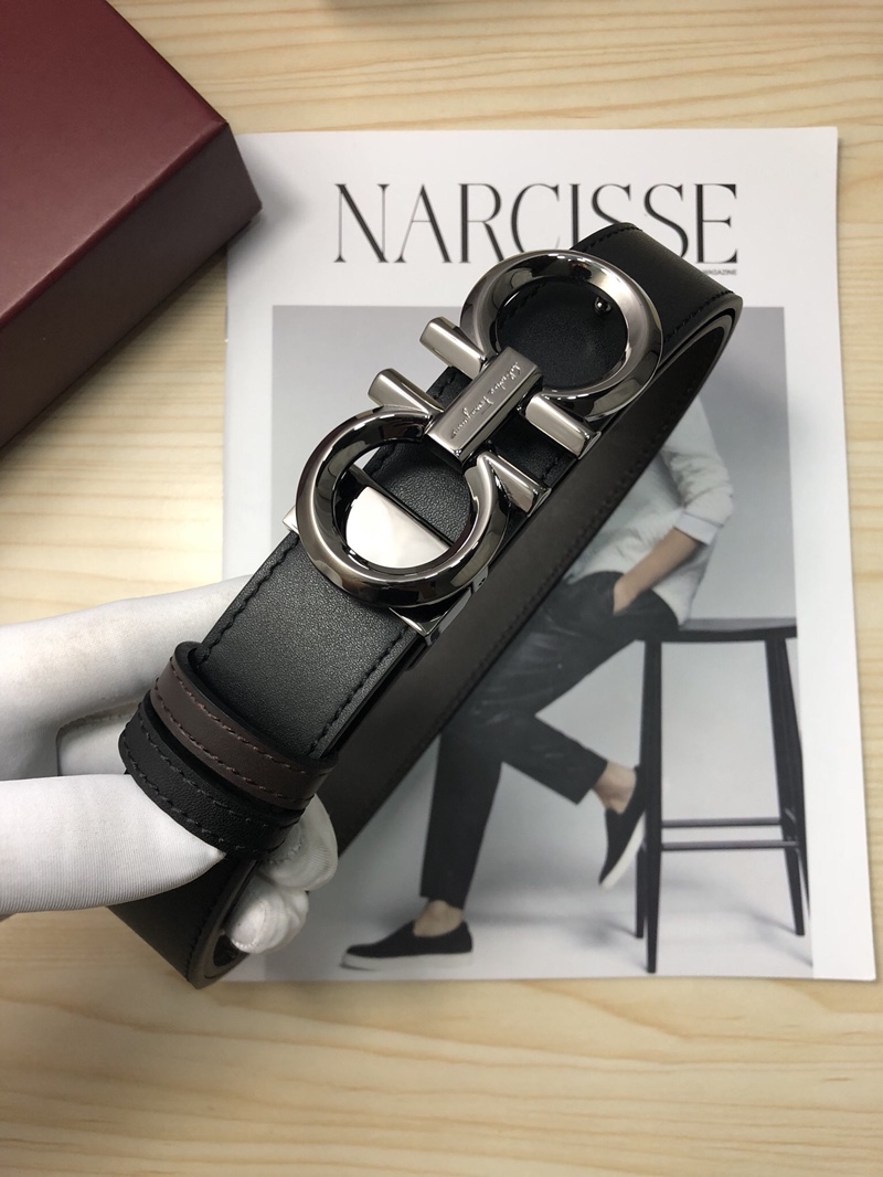 Ferragamo（男） Style Black Leather Men's Belts Lookbook Reference image 1