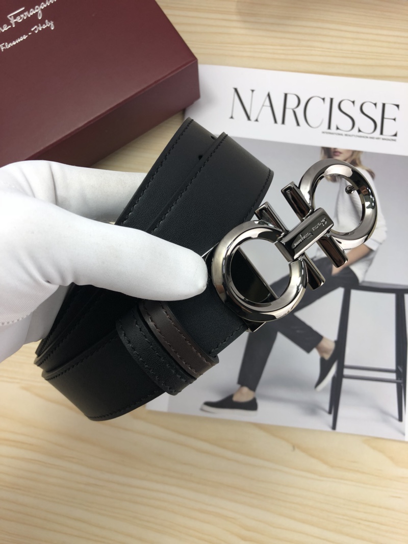 Ferragamo（男） Style Black Leather Men's Belts Lookbook Reference image 2