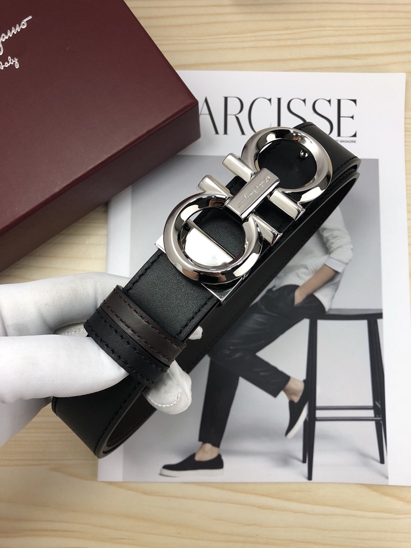 Ferragamo（男） Style Black Leather Men's Belts Lookbook Reference image 1