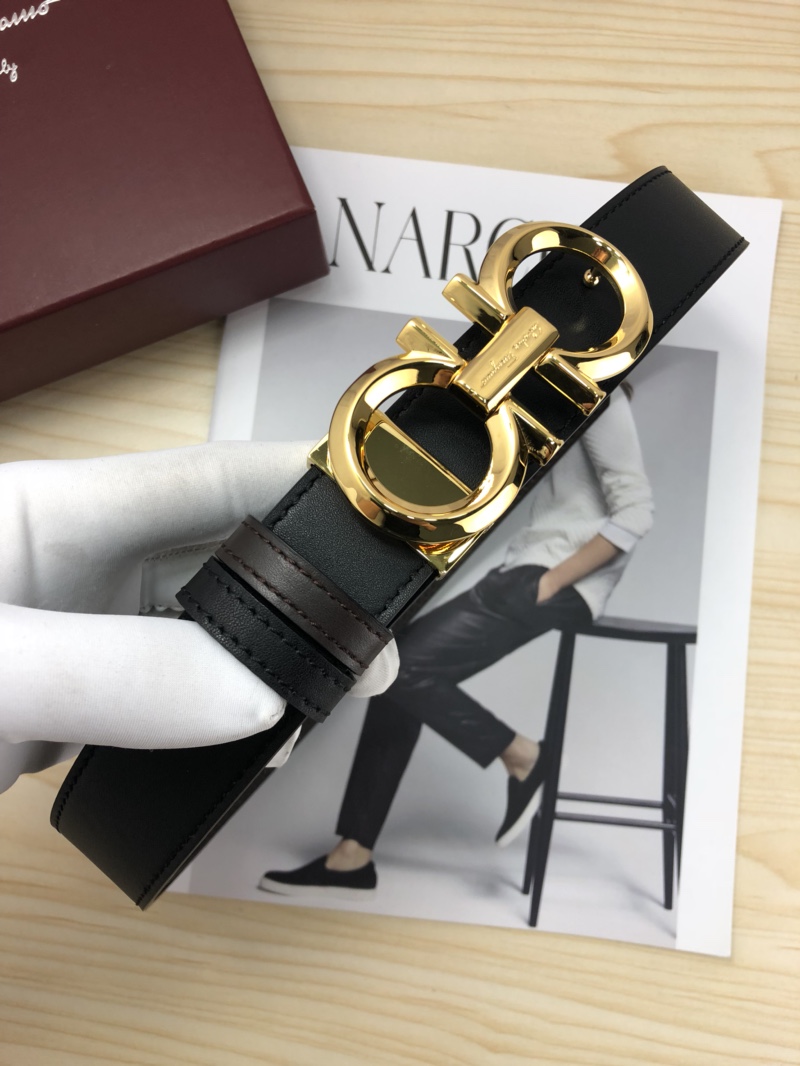 Ferragamo（男） Style Black Leather Men's Belts Lookbook Reference image 1