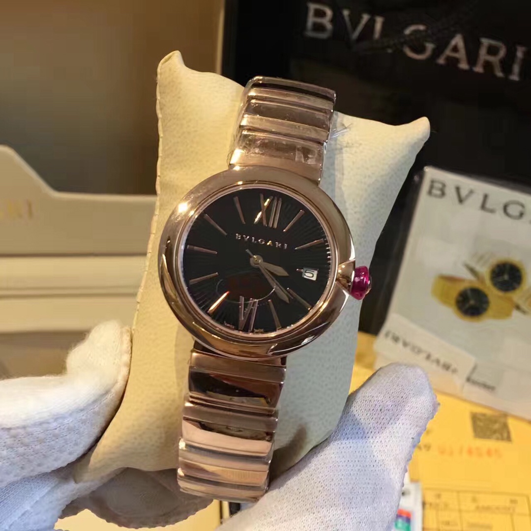 Bvlgari Lvcea rose gold tone case and bracelet, white dial 33mm Women's Quartz