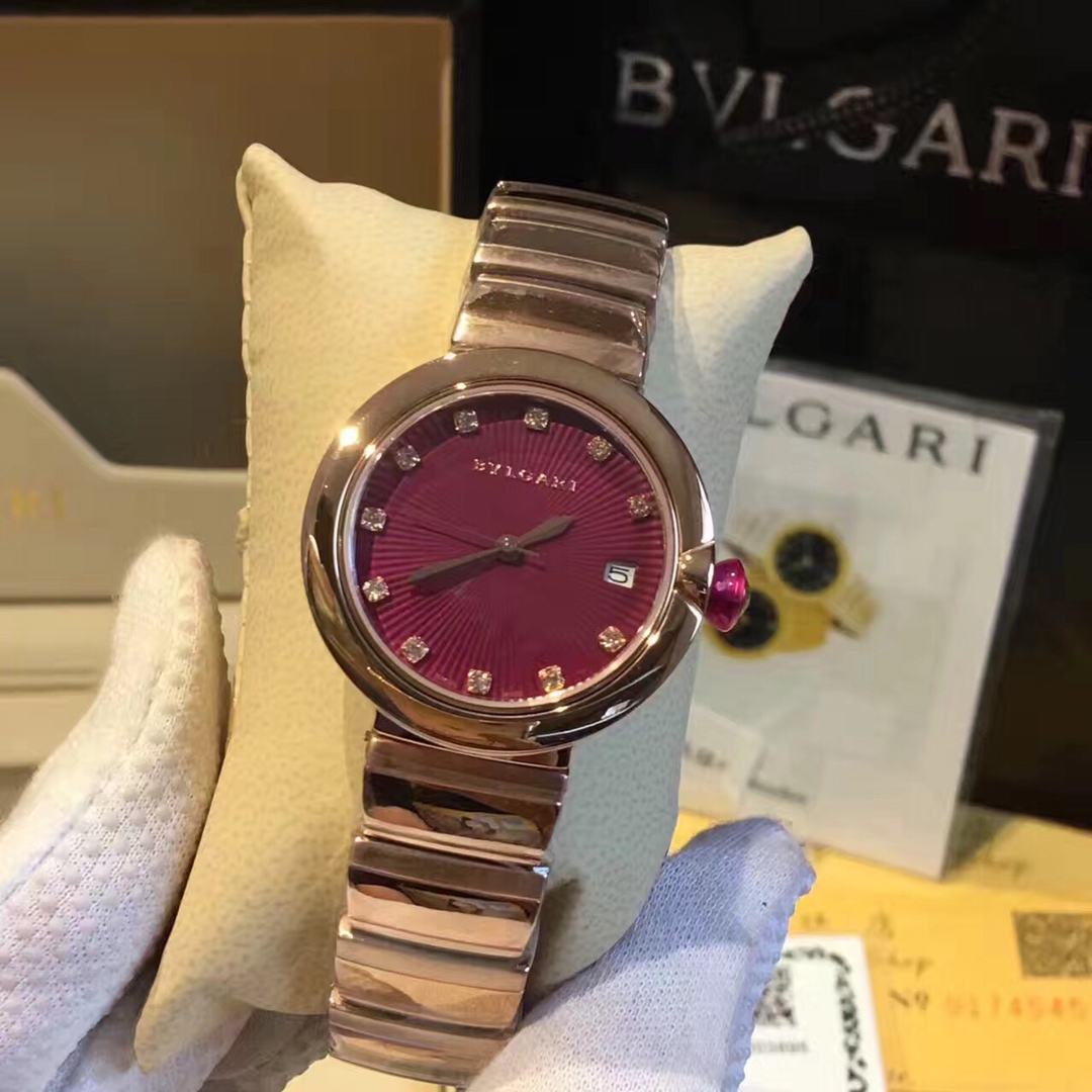 Bvlgari Lvcea rose gold tone case and bracelet, white dial 33mm Women's Quartz