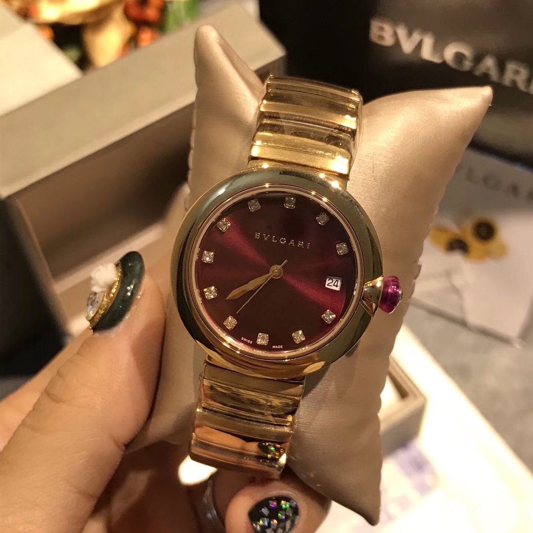 Bvlgari Lvcea gold case and bracelet, white dial, gold bezel 33mm Women's Automatic