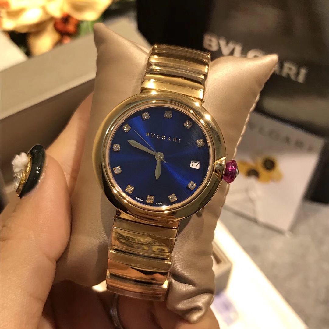 Bvlgari Lvcea gold case and bracelet, white dial, gold bezel 33mm Women's Automatic