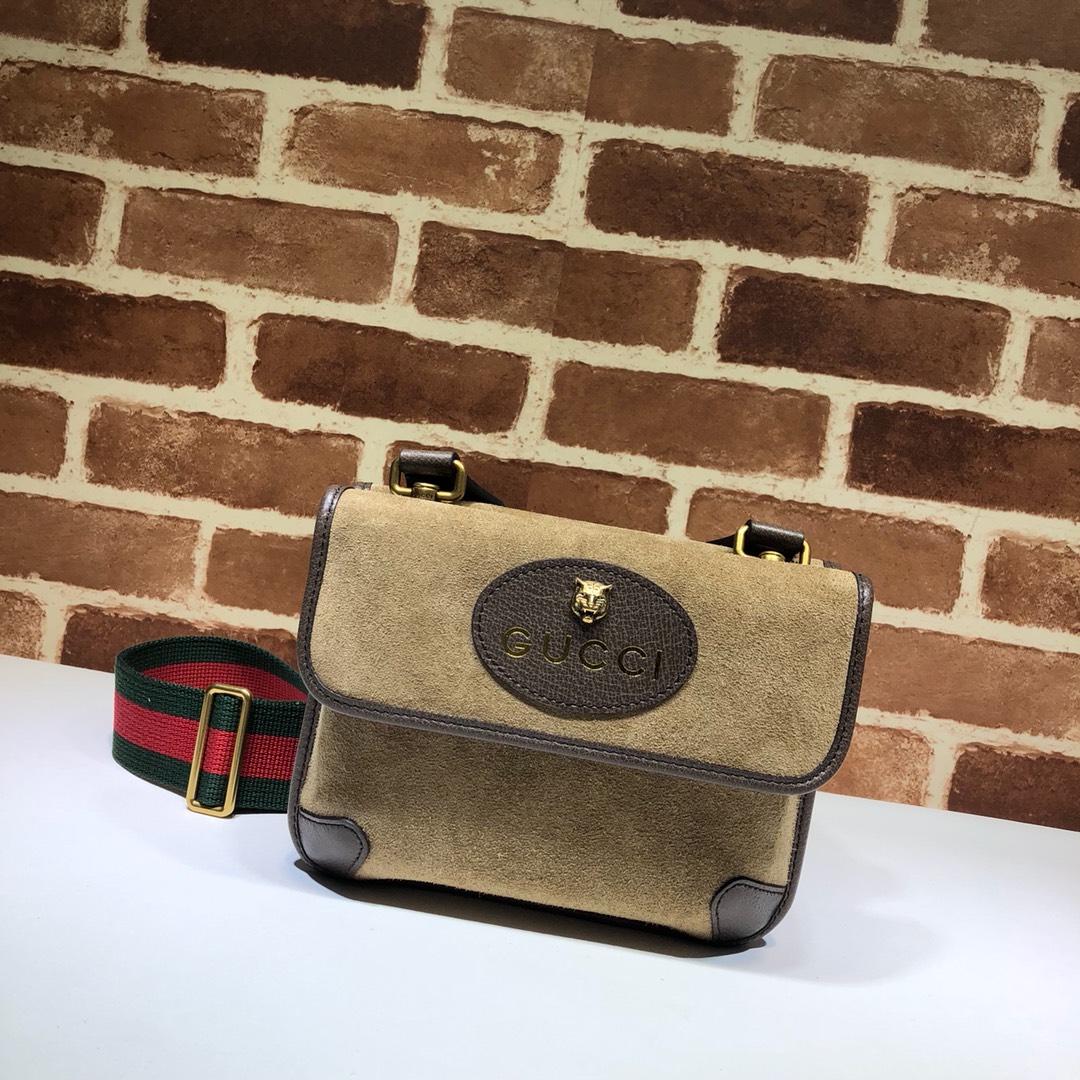 GUCCI古驰卡其色磨砂皮小号邮差包501050