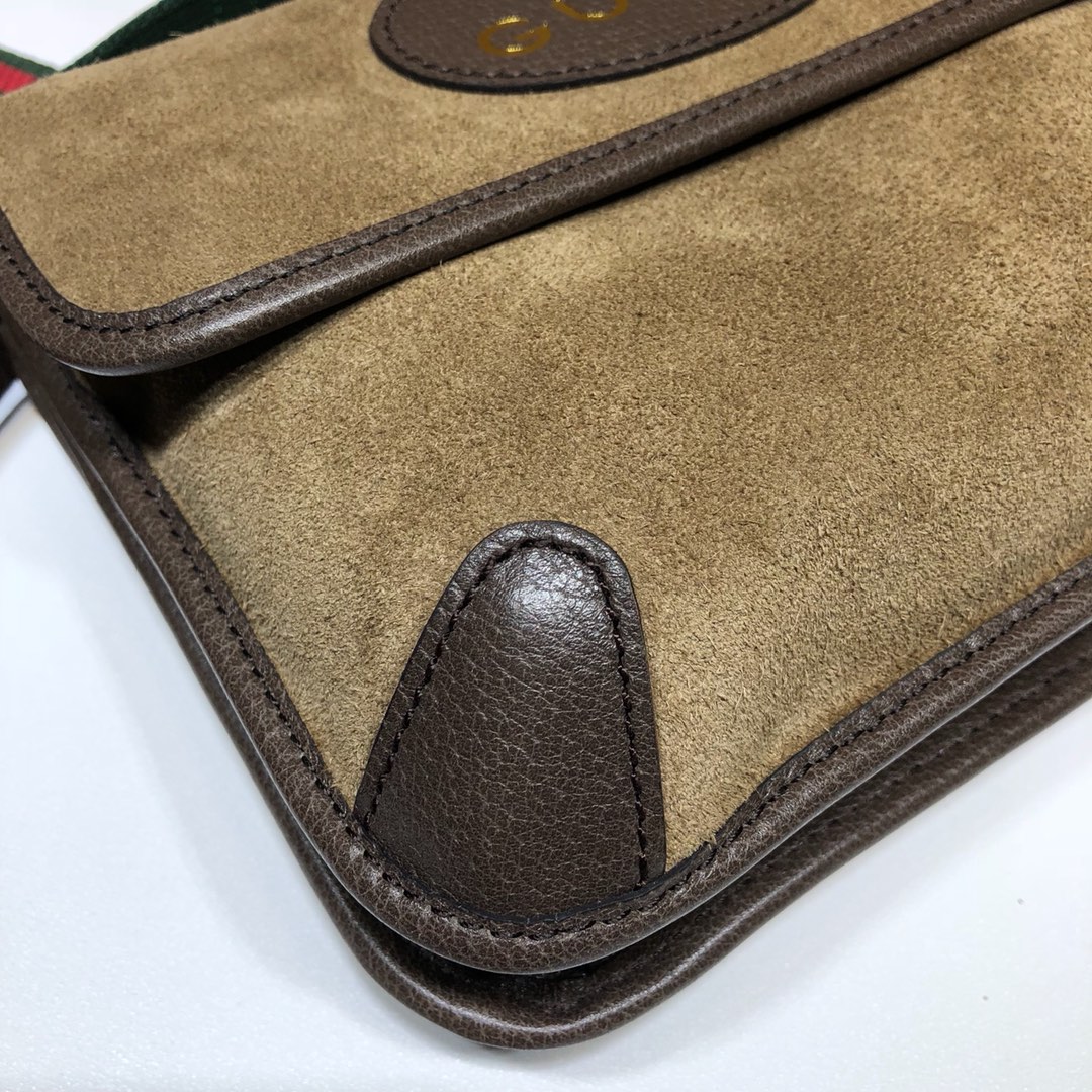 GUCCI古驰卡其色磨砂皮小号邮差包501050