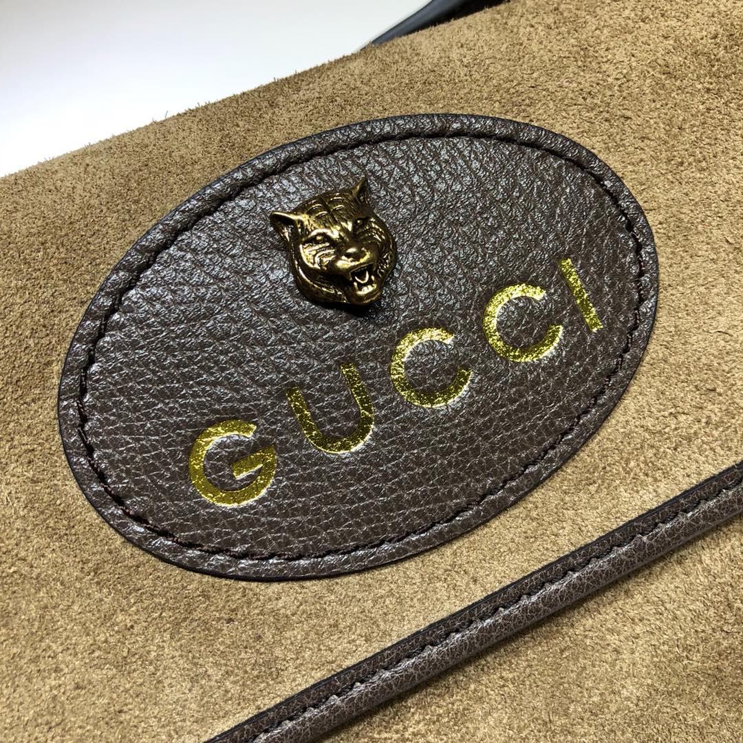 GUCCI古驰卡其色磨砂皮小号邮差包501050