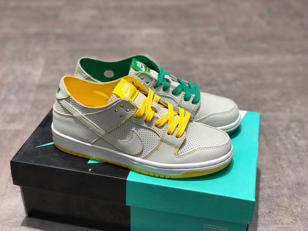 140新款Nike SB Zoom Dunk Low Pro Decon 柠檬黄绿鸳鸯低帮滑板休闲鞋 全头层皮制 内置气垫