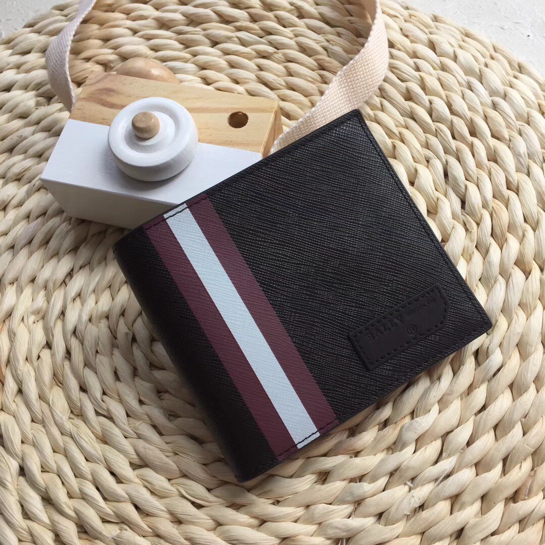[Bally Wallets]Classic striped embossed cowhide Easy to carry and practical, a