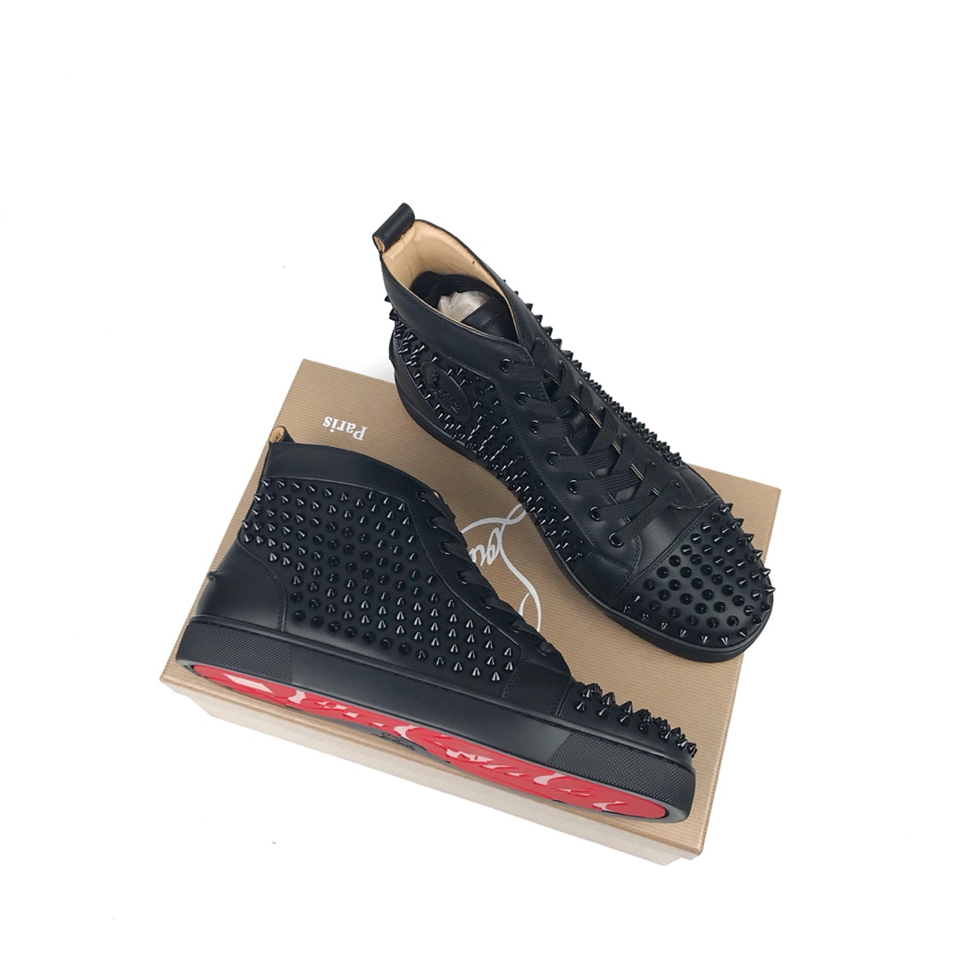 CL high-top de cuero negro clavo completo precio de fábrica.CL serie fondo rojo de la generación sup