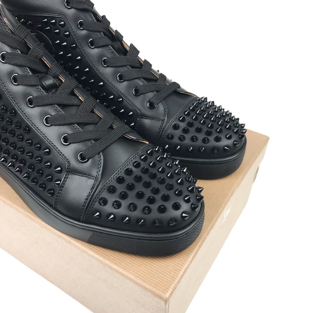 CL high-top de cuero negro clavo completo precio de fábrica.CL serie fondo rojo de la generación sup
