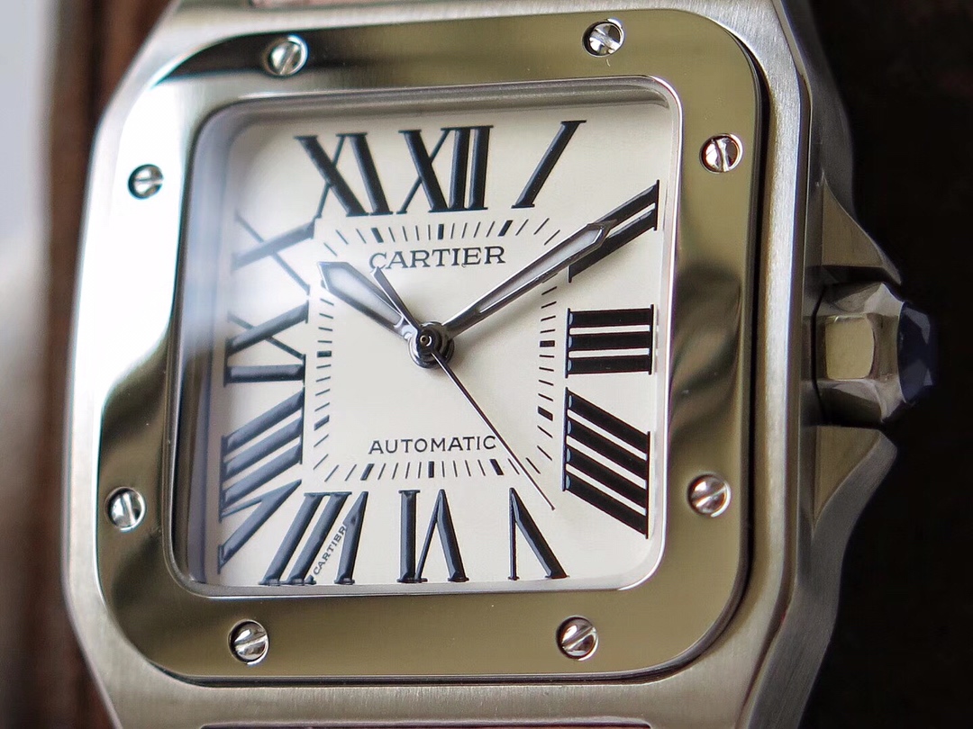 Cartier 女表推荐Santos 100女款 代用级盘面和指针 最佳异型表壳 抛光拉丝分割点和 完全吻合