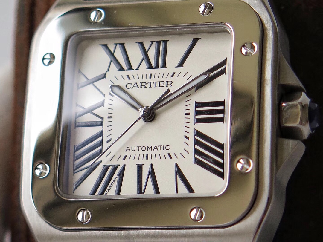 Cartier 女表推荐Santos 100女款 代用级盘面和指针 最佳异型表壳 抛光拉丝分割点和 完全吻合