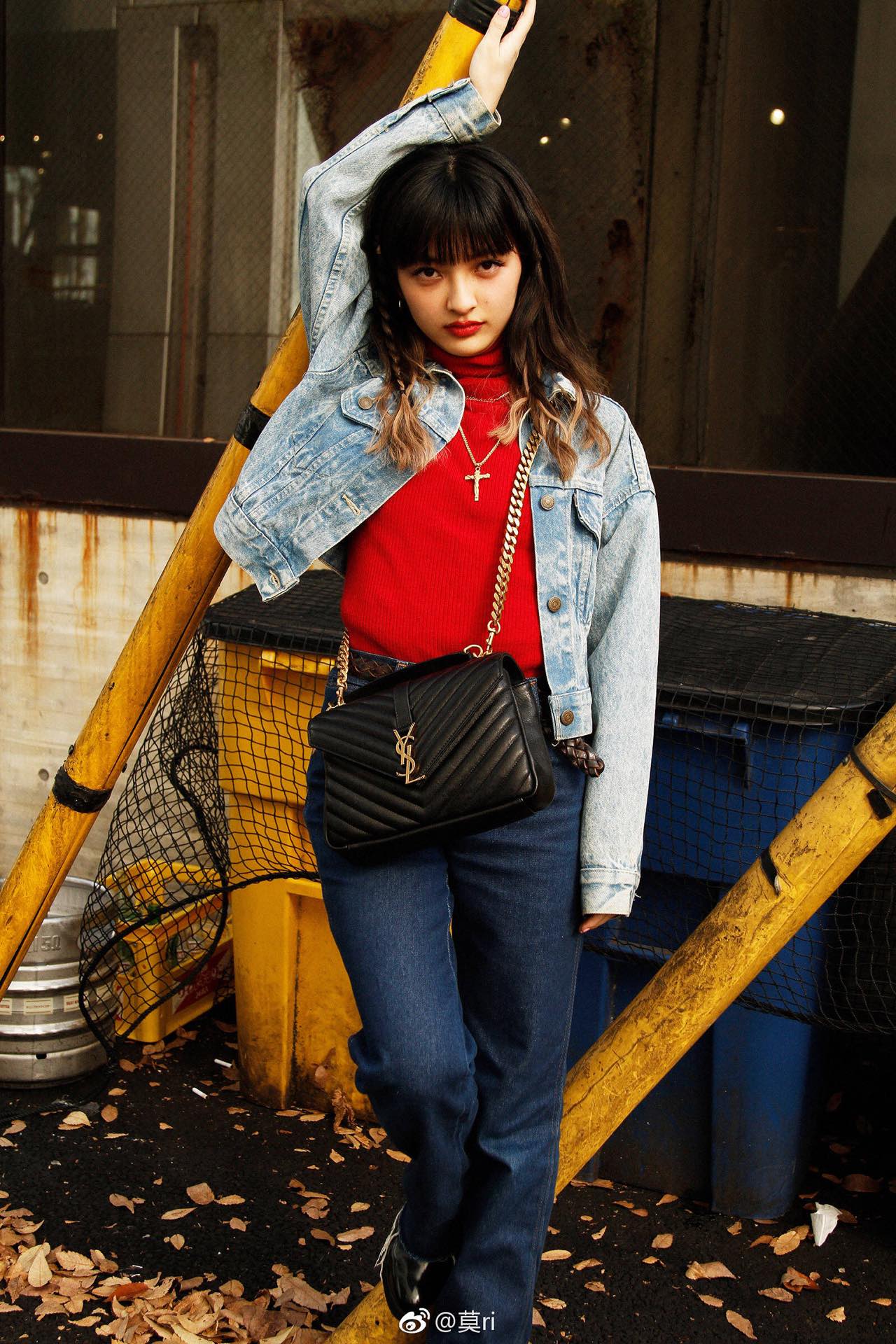 Saint laurent Ysl Monogram college_24cm黑色金扣428056