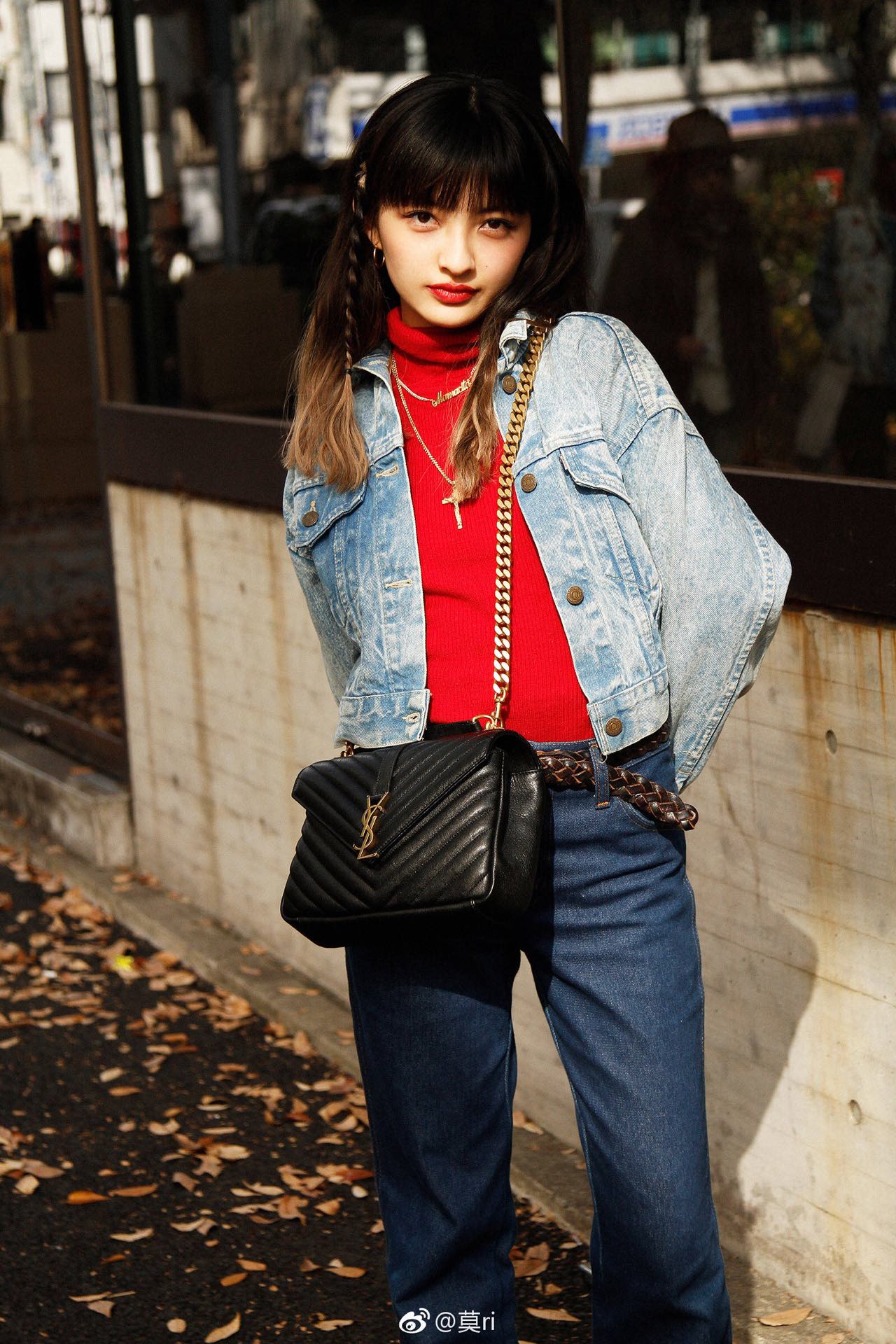 Saint laurent Ysl Monogram college_24cm黑色金扣428056