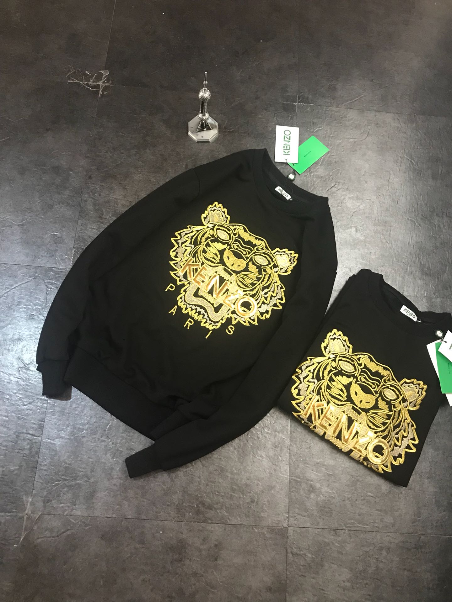 P105爱过你很值得！经典款！KENZO高田贤三进口金线刺绣老虎头纯棉大毛圈情侣款卫衣！