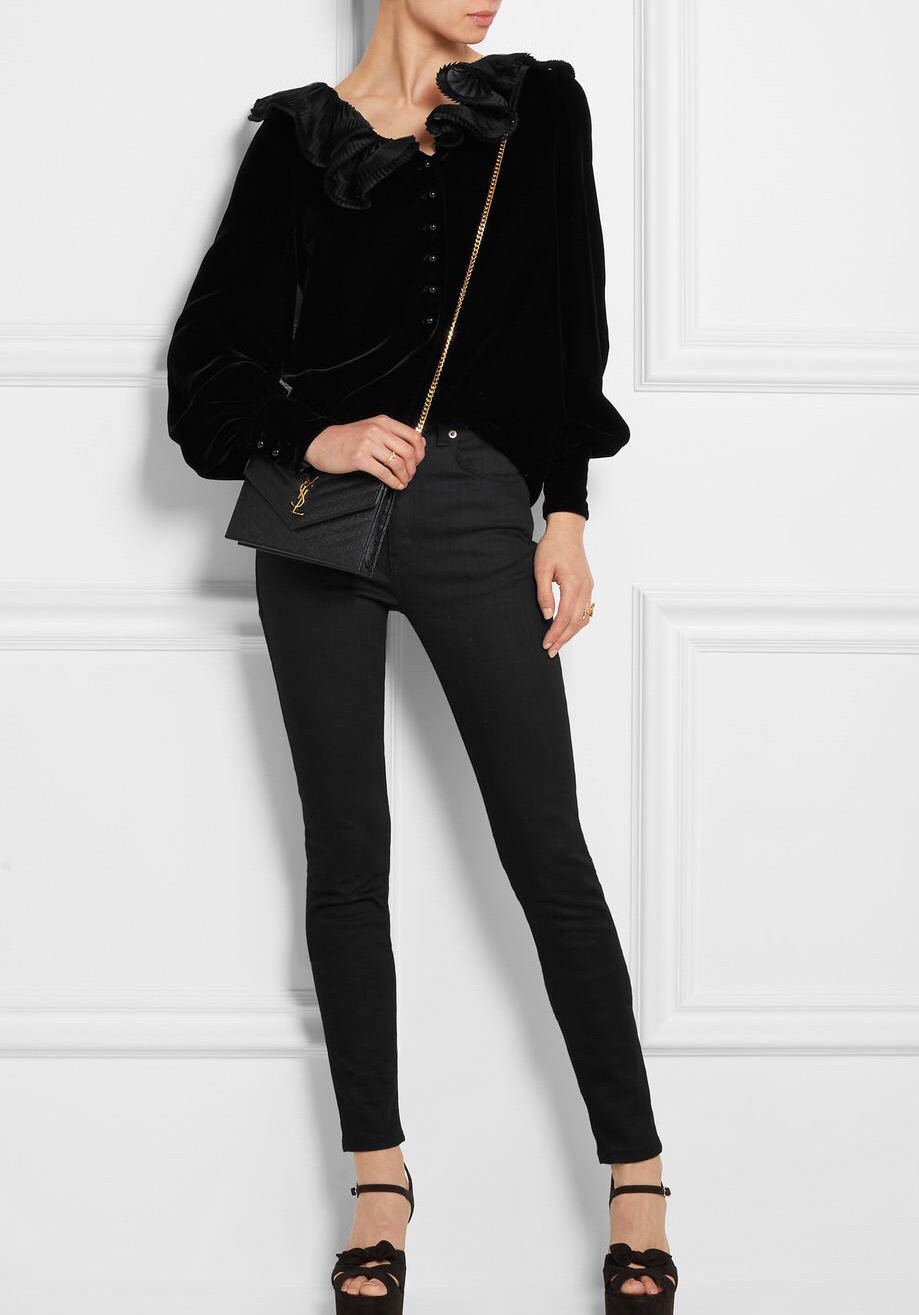 Saint laurent Ysl woc小号信封包 393953黑色金扣