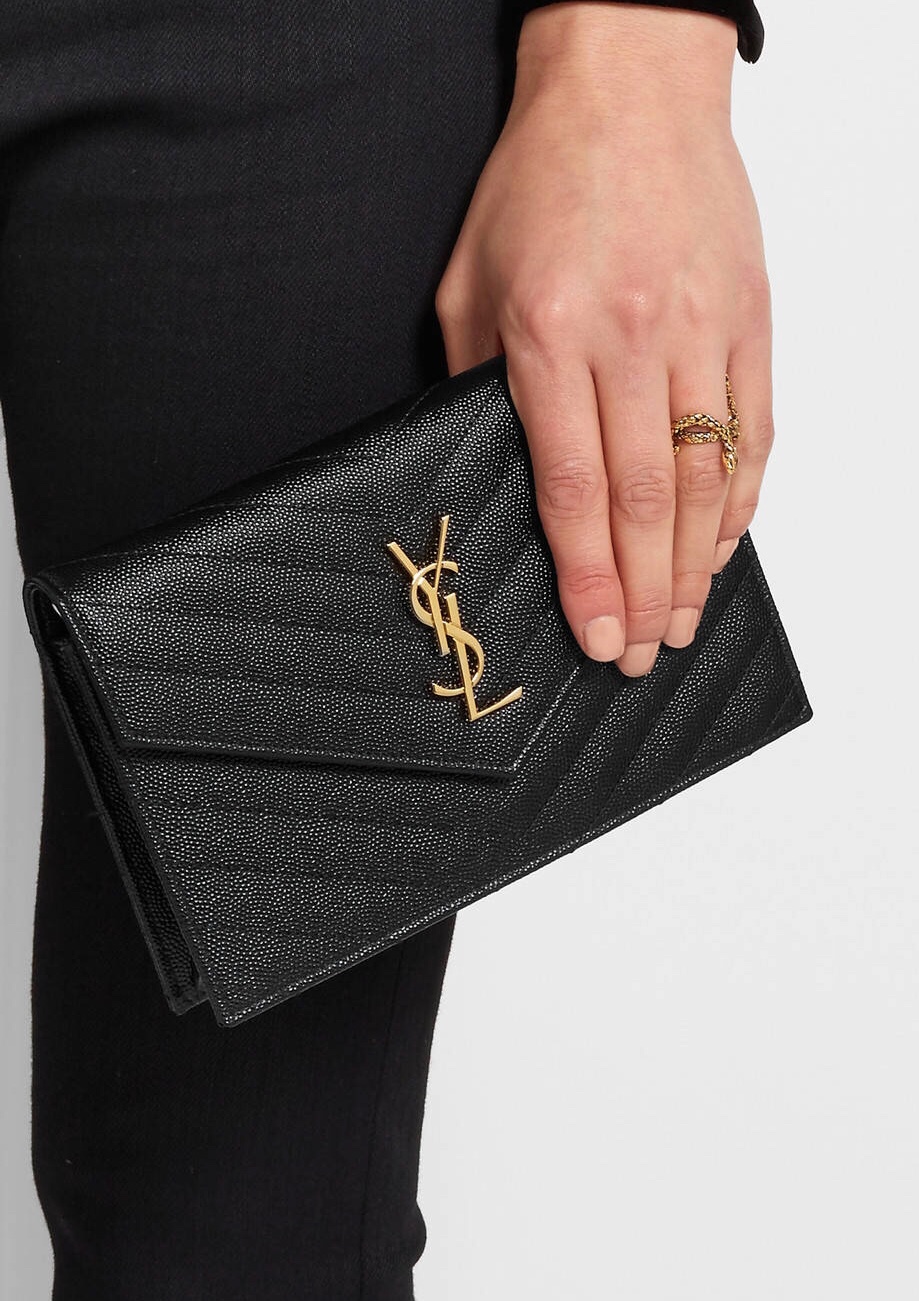 Saint laurent Ysl woc小号信封包 393953黑色金扣