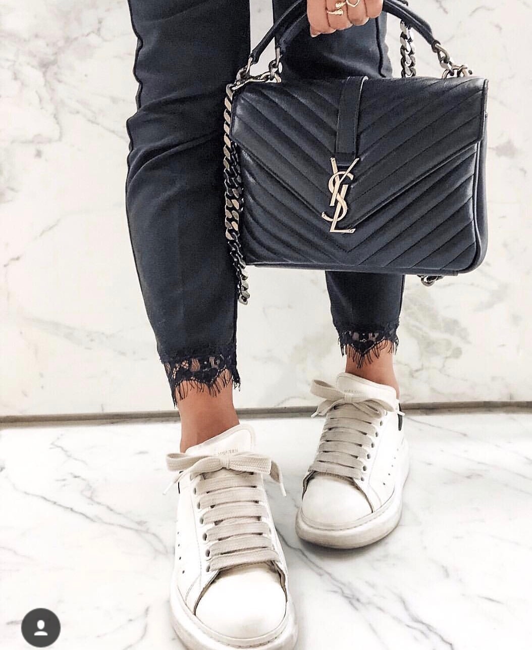 Saint laurent Ysl Monogram college_24cm黑色银扣428056