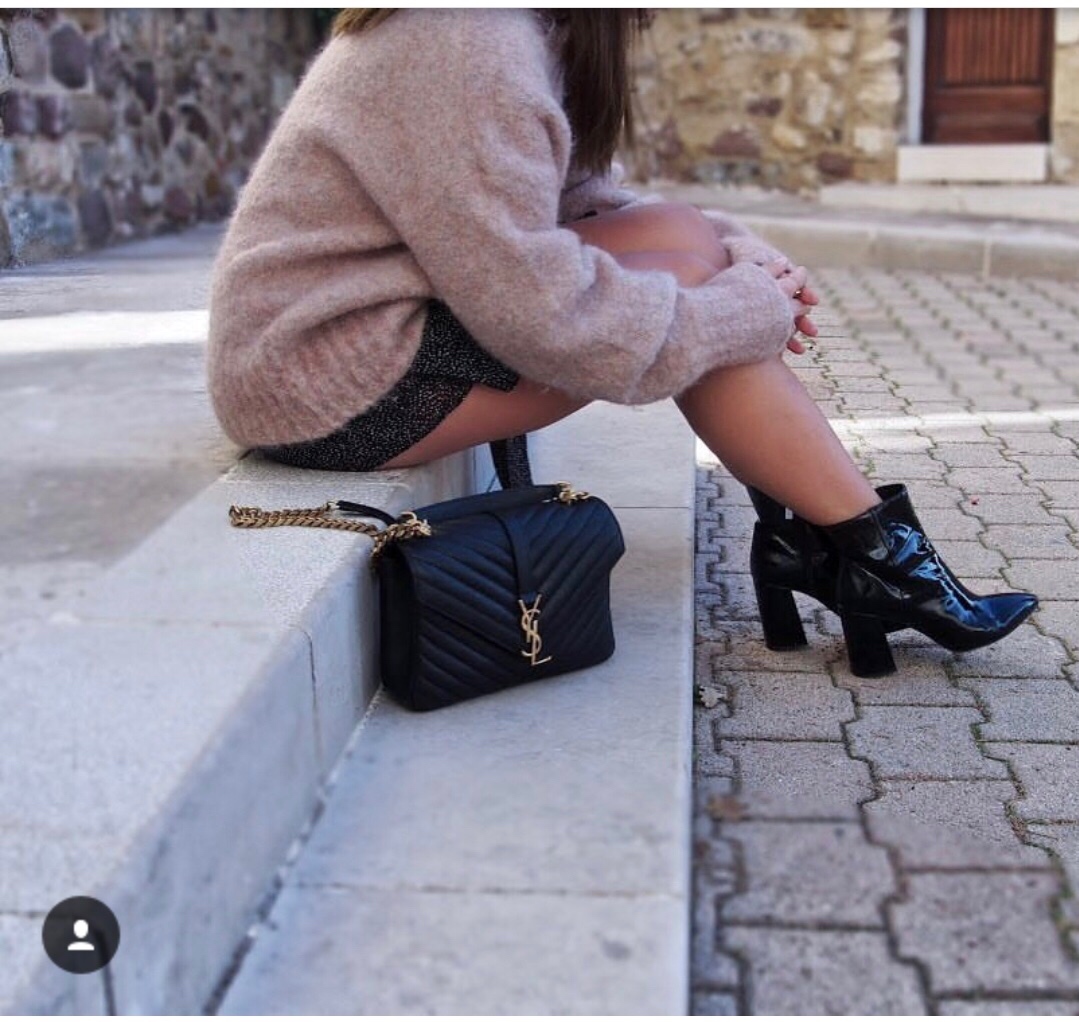 Saint laurent Ysl Monogram college_24cm黑色金扣428056