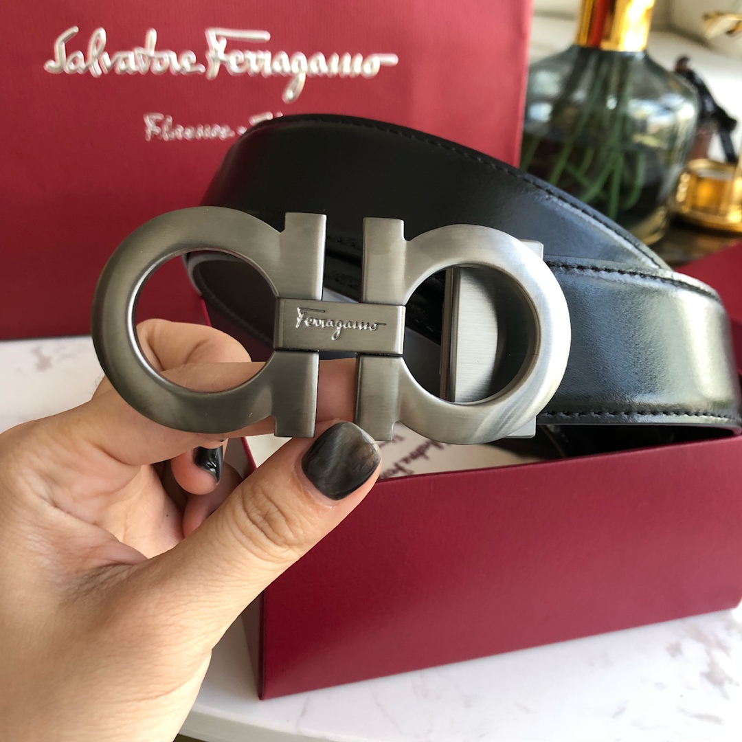 P190🚀代购正品级 Salvatore Ferragamo菲拉格慕 男士腰带。专柜品质 支持官网nfc芯片扫描认证！采用原厂皮料 进口牛皮 皮带宽度3⃣5⃣MM 可调式皮带，配有金属Gancini扣饰，为时尚造型增添一丝精致格调  追求高端入