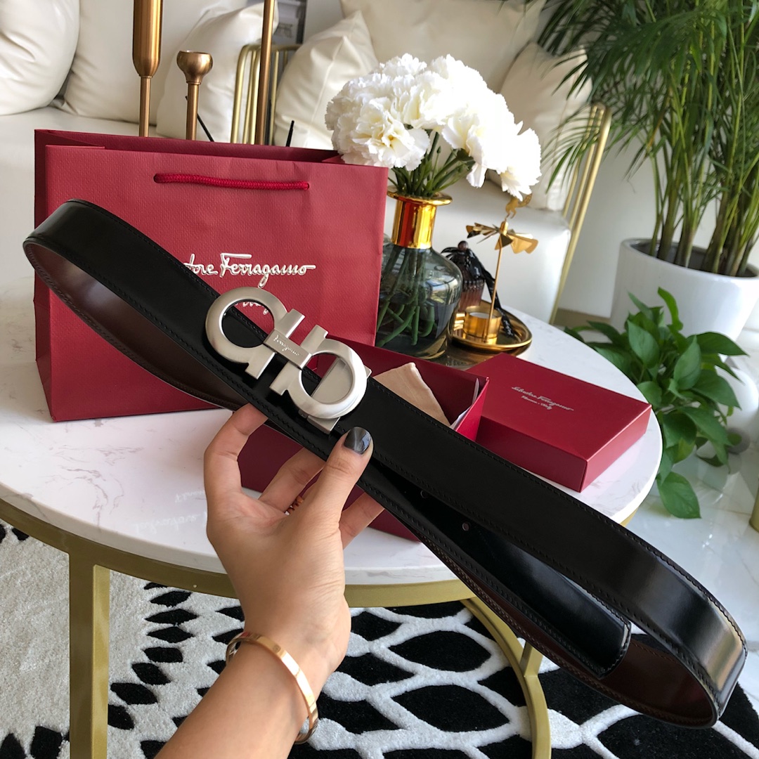 P190🚀代购正品级 Salvatore Ferragamo菲拉格慕 男士腰带。专柜品质 支持官网nfc芯片扫描认证！采用原厂皮料 进口牛皮 皮带宽度3⃣5⃣MM 可调式皮带，配有金属Gancini扣饰，为时尚造型增添一丝精致格调  追求高端入