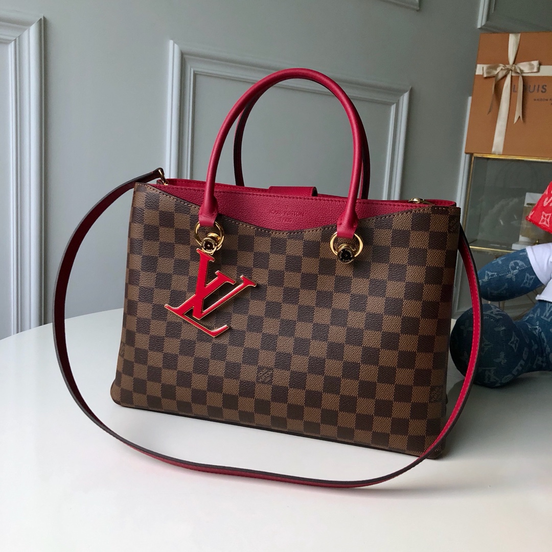 Flawless
 Louis Vuitton LV Riverside Top
 Bags Handbags Black Gold Damier Ebene Canvas Cowhide Resin Fashion N40052