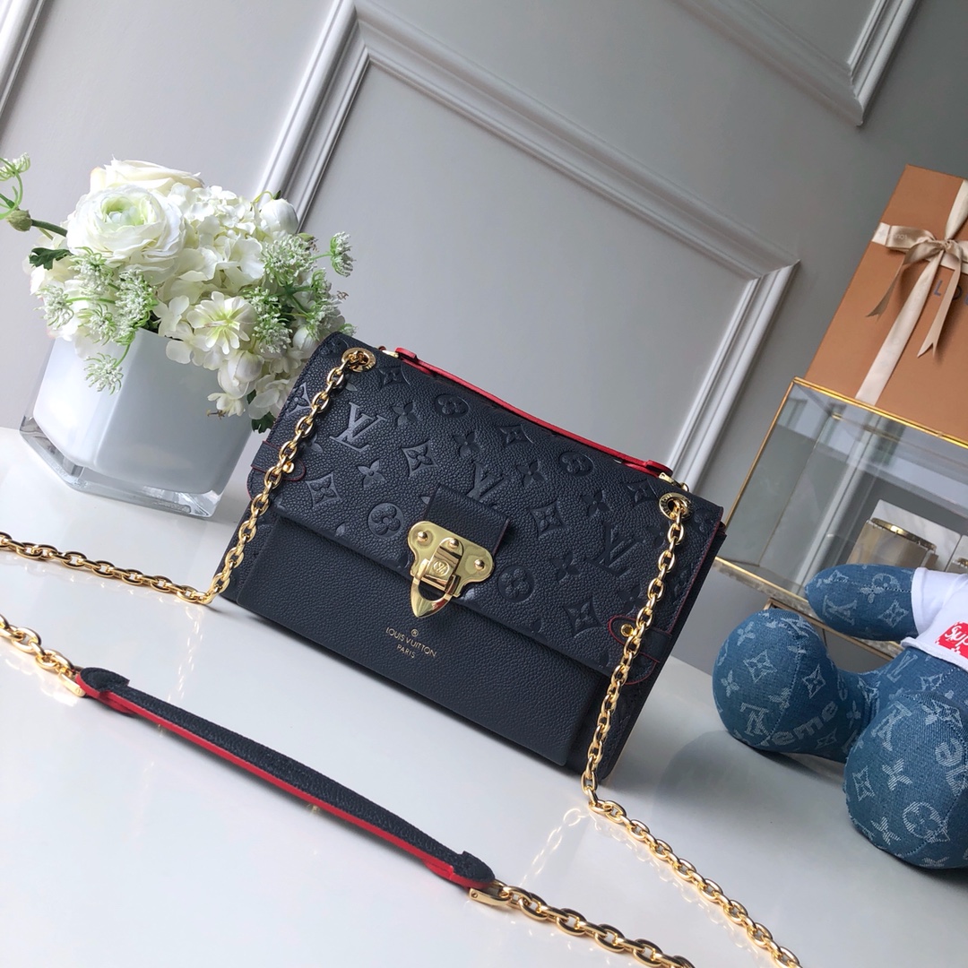 Authentic Louis Vuitton Vavin PM Navy/Red Empreinte Shoulder Bag M52271