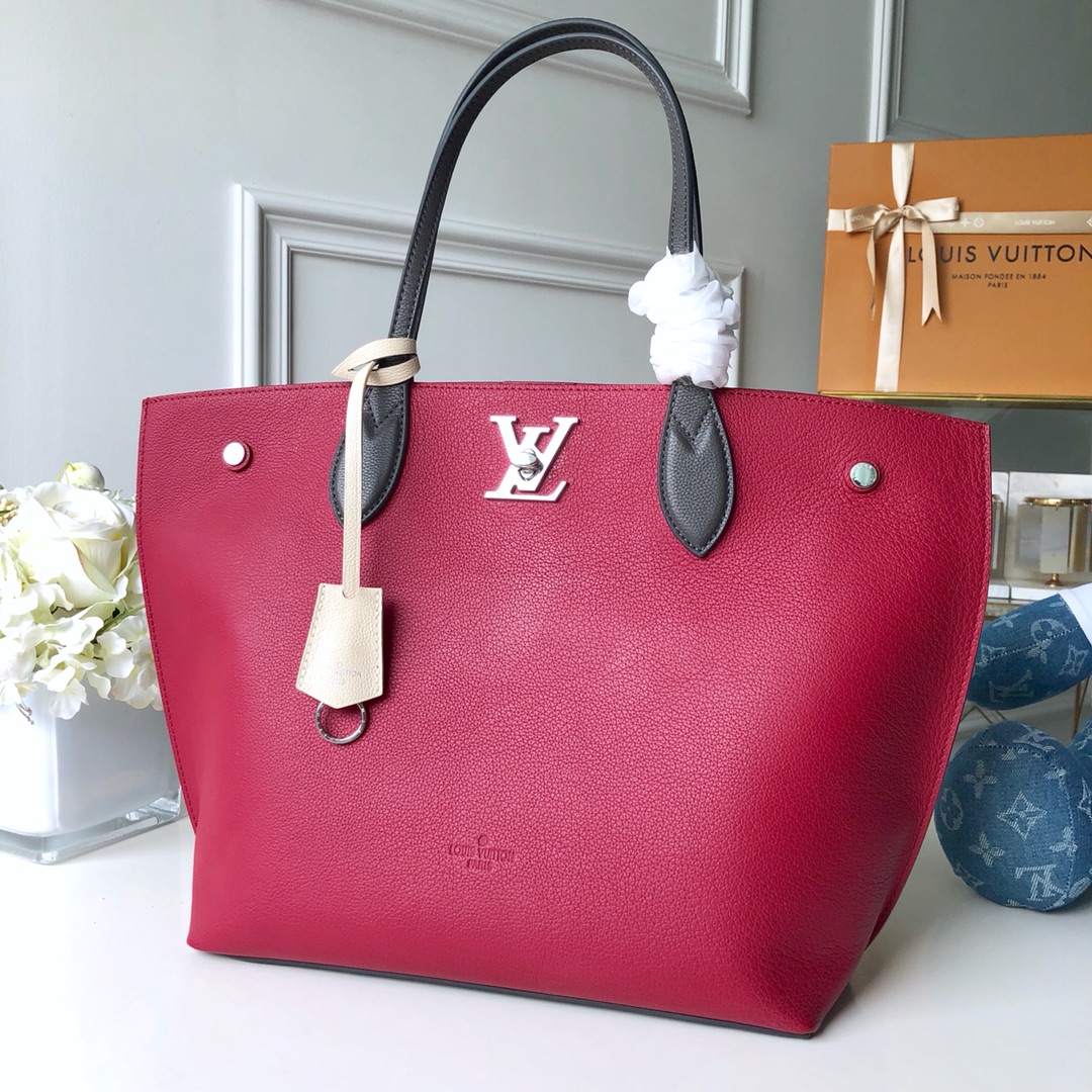 Louis Vuitton Handbags Tote Bags Grey Red Rose Taurillon Spring Collection Fashion M55028