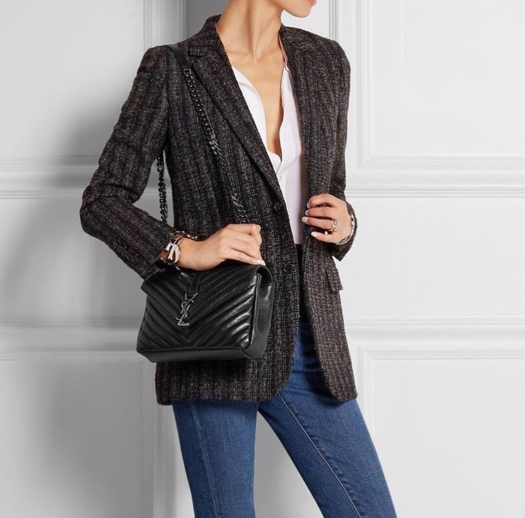 Saint laurent Ysl Monogram college_24cm黑色银扣428056
