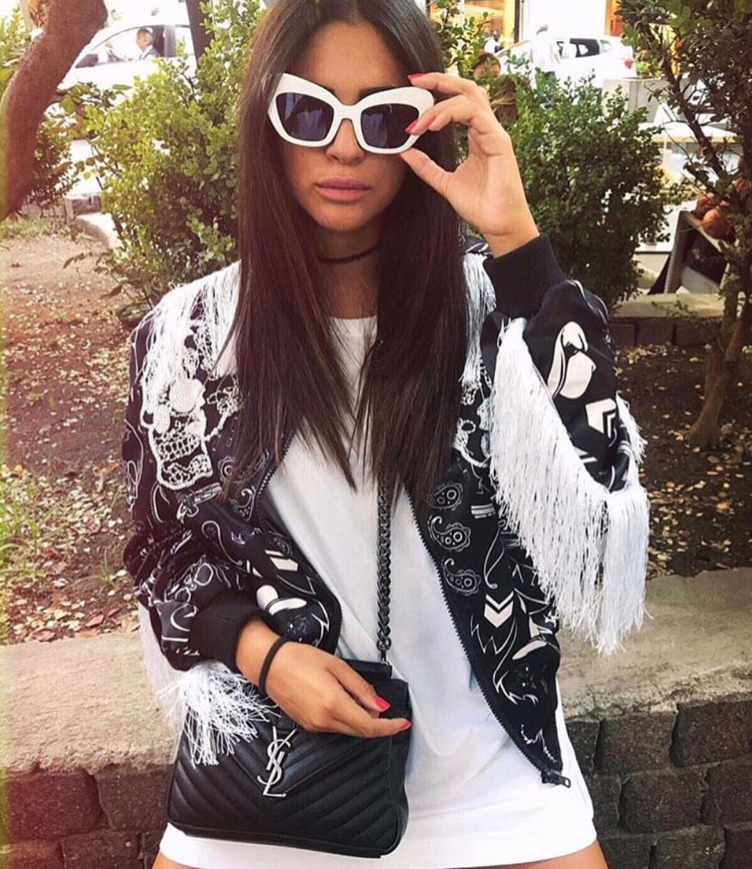Saint laurent Ysl Monogram college_24cm黑色银扣428056