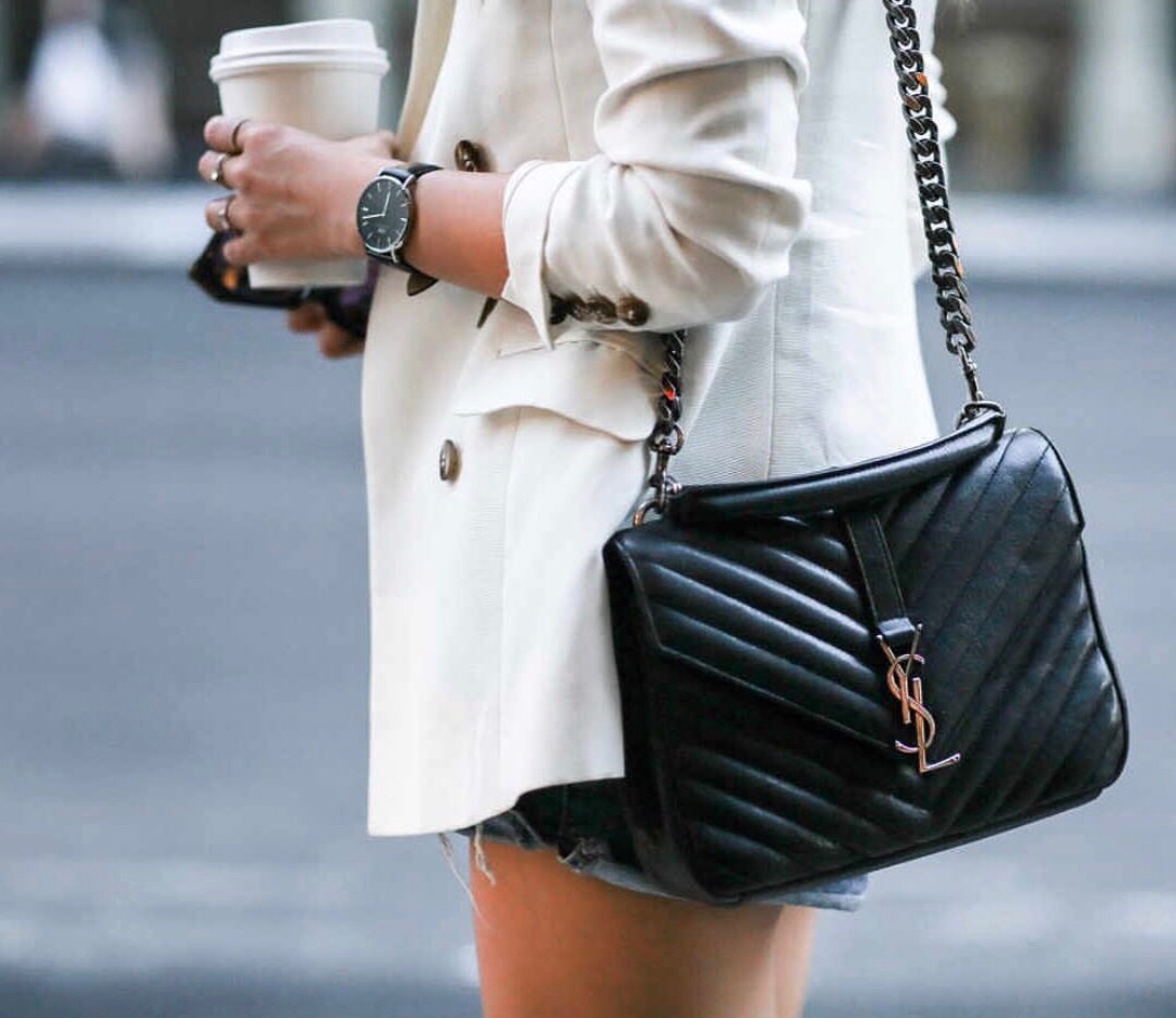 Saint laurent Ysl Monogram college_24cm黑色银扣428056