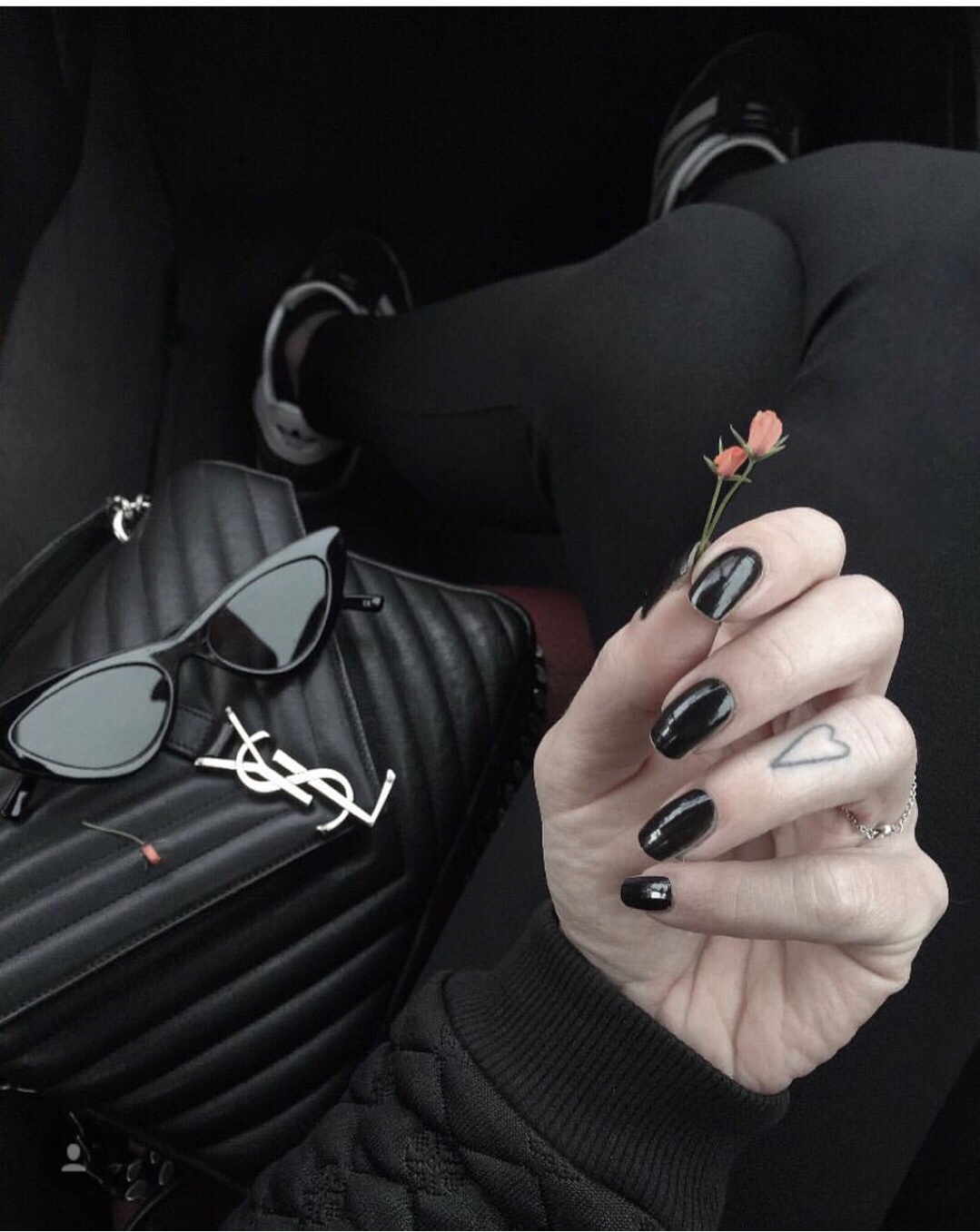 Saint laurent Ysl Monogram college_24cm黑色银扣428056