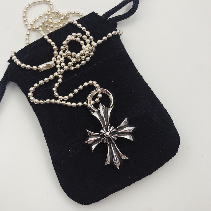 Chrome Hearts 版本克罗心Chrome hearts 双层十字架十字花吊坠圆珠项链
